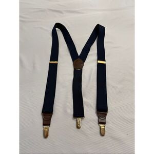 Pelican USA Vintage Navy Blue Clip Suspenders Braces Gold Hardware